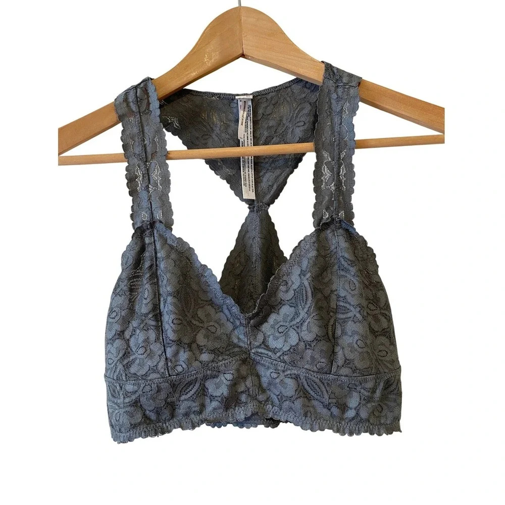 Intimately Free People Bralette Size S/P‎ Khaki Green Adella Lace Racerback Bra